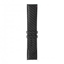 Bracelet HD1CO cuir véritable noir frappé carbone