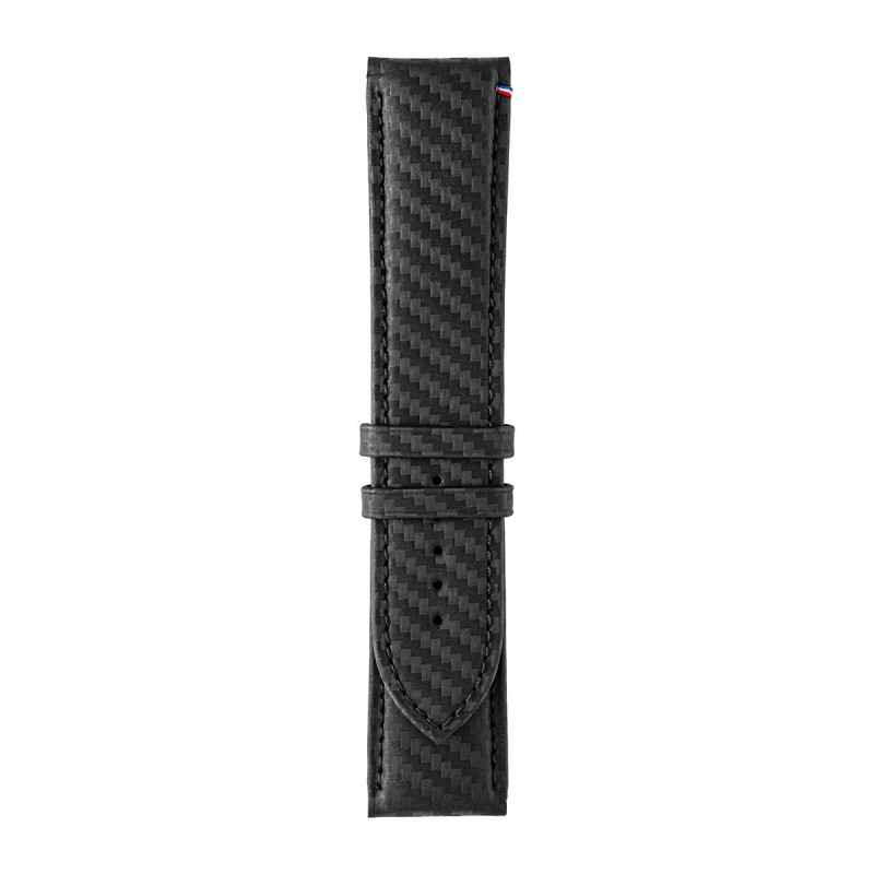 Bracelet HD1CO cuir véritable noir frappé carbone