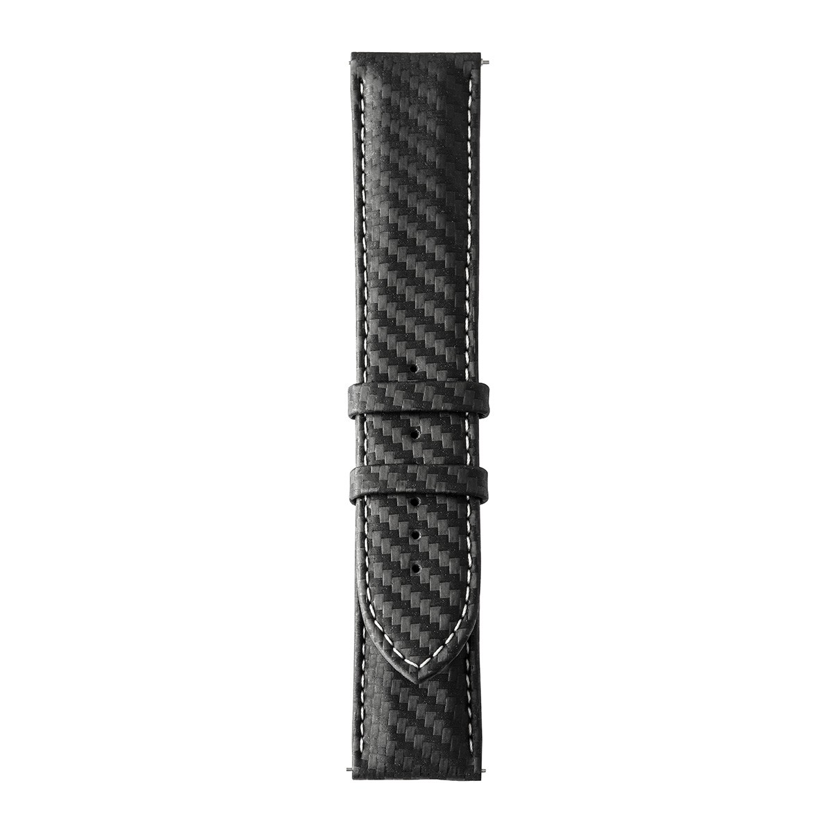 Bracelet HD7 cuir véritable noir frappé carbone piqûre blanche